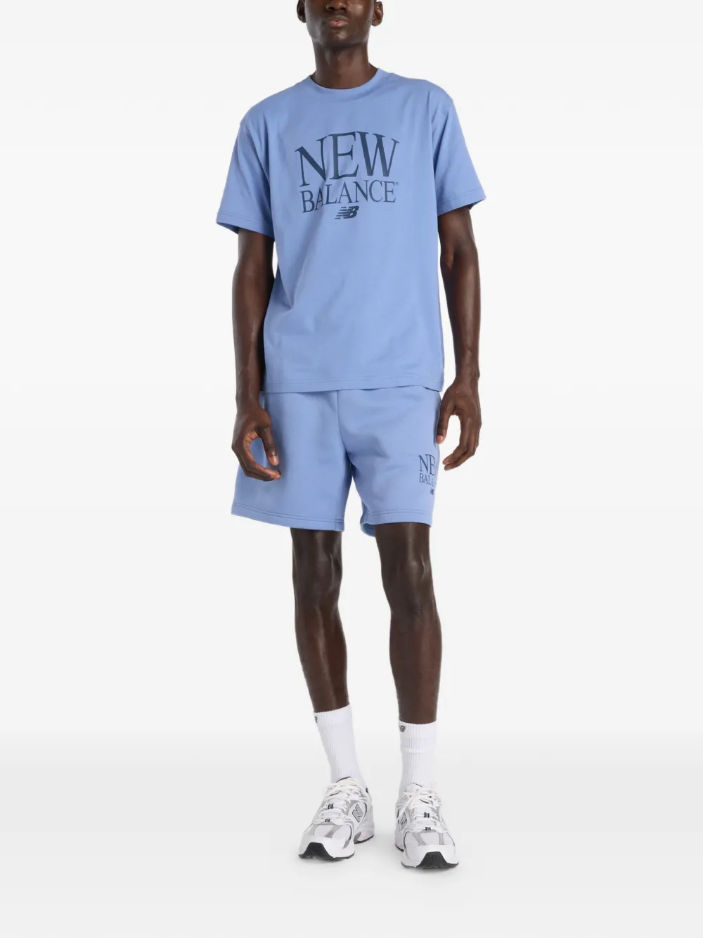 New Balance Reimagined fleece shorts Blauw