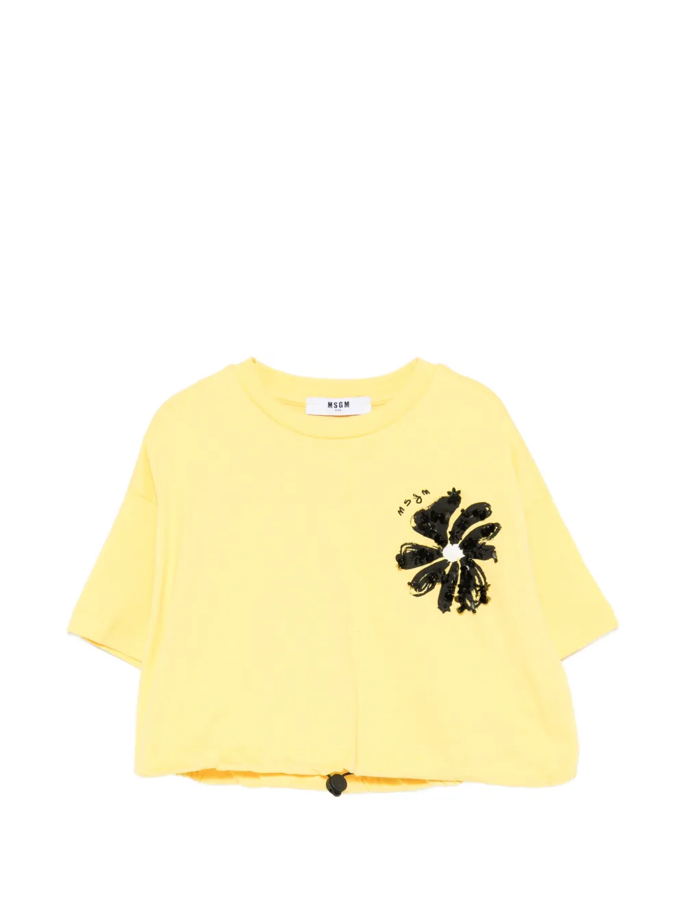 MSGM Kids floral-detailT-shirt - Giallo