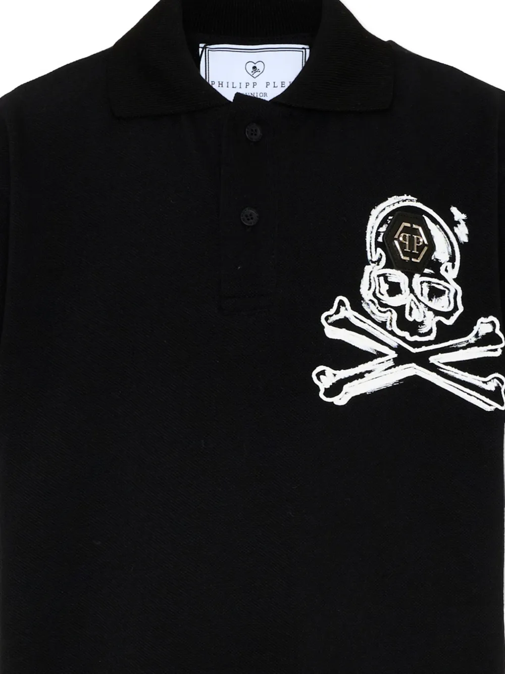 Philipp Plein Junior Shirt met doodskopprint en korte mouwen Zwart
