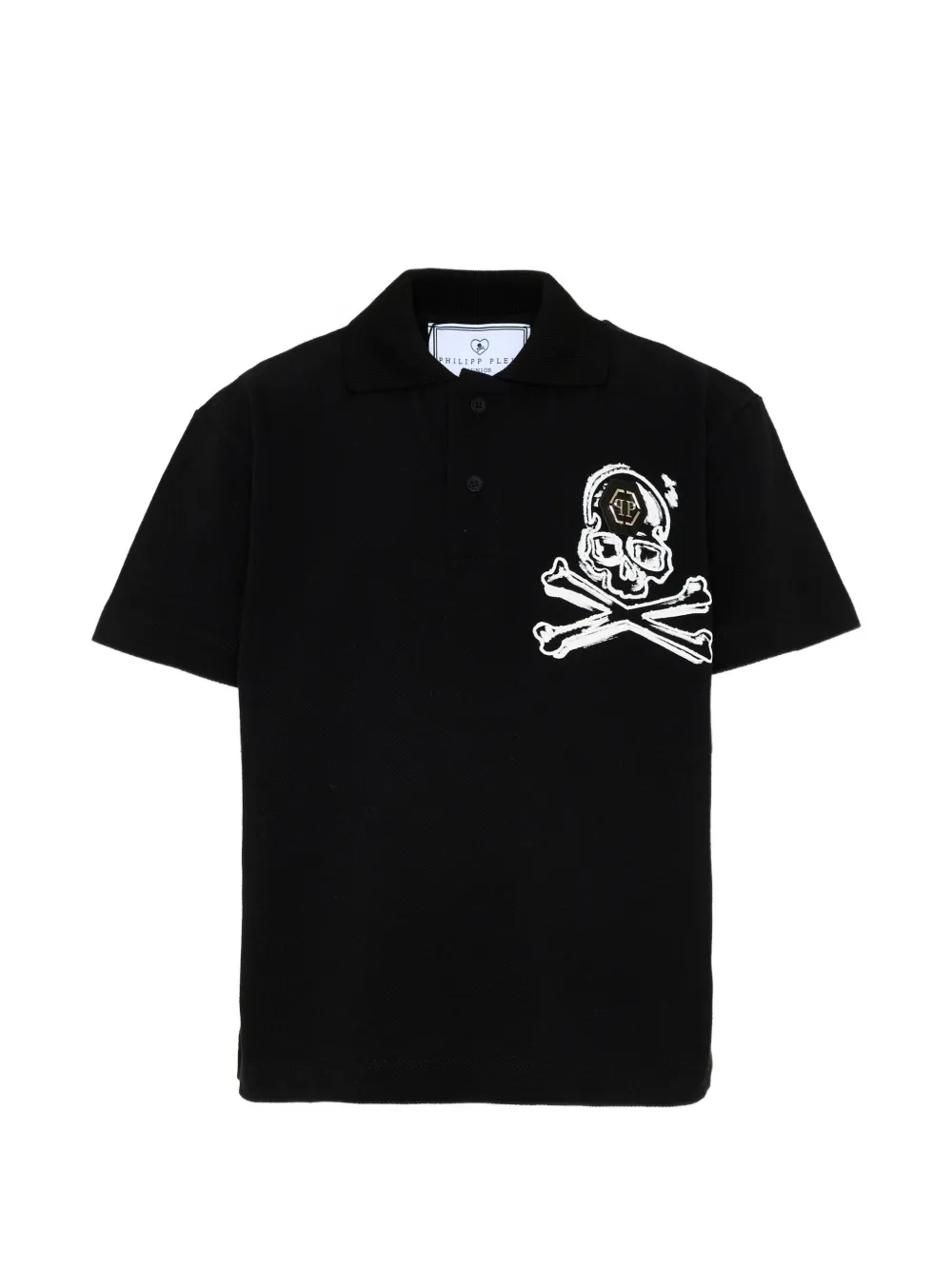 Philipp Plein Junior skull-print short-sleeve polo shirt - Nero