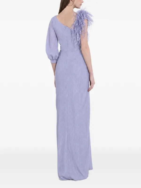 feather trim asymmetric dress Osree Lumire Plumage feather-trim Asymmetric Dress | Red
