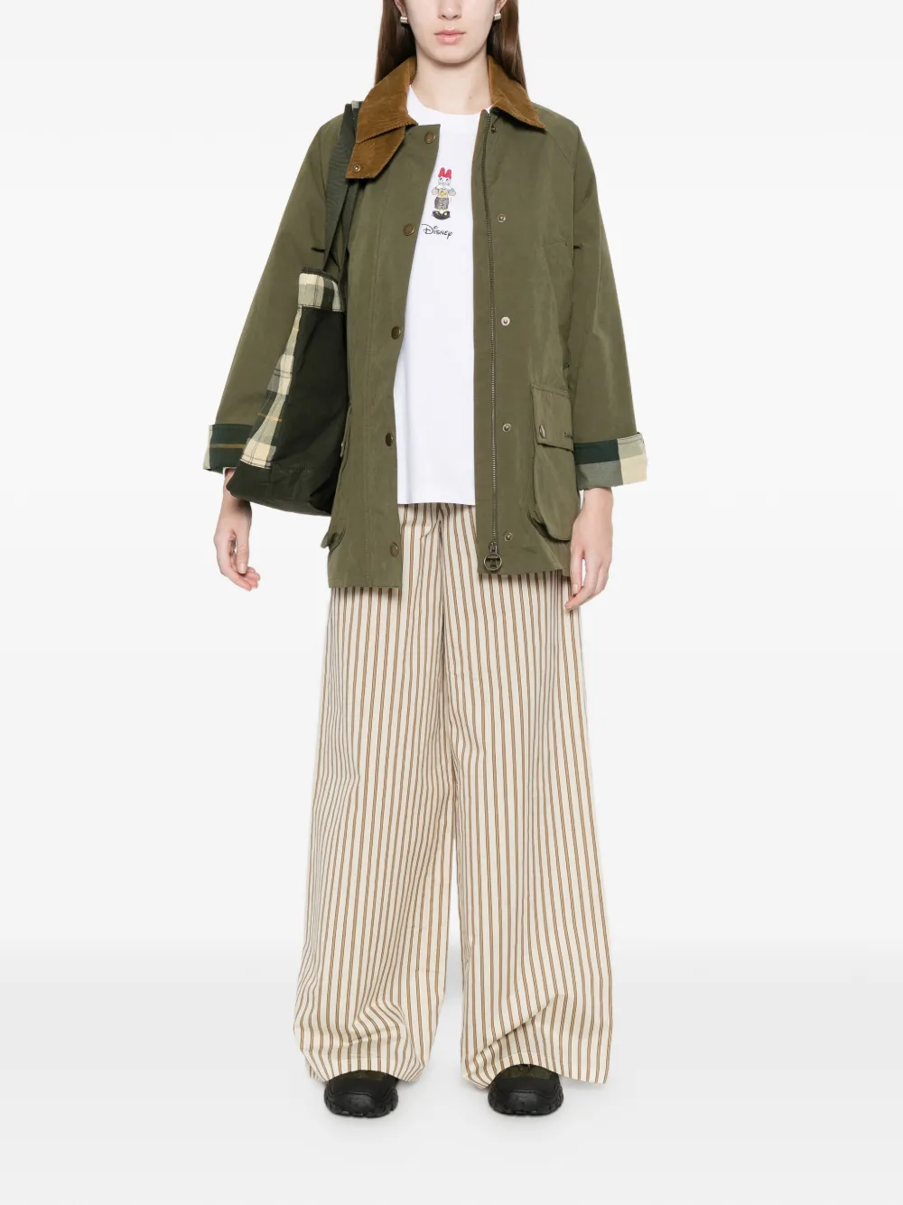 Barbour Glynis jas met ribfluwelen kraag en zak Groen