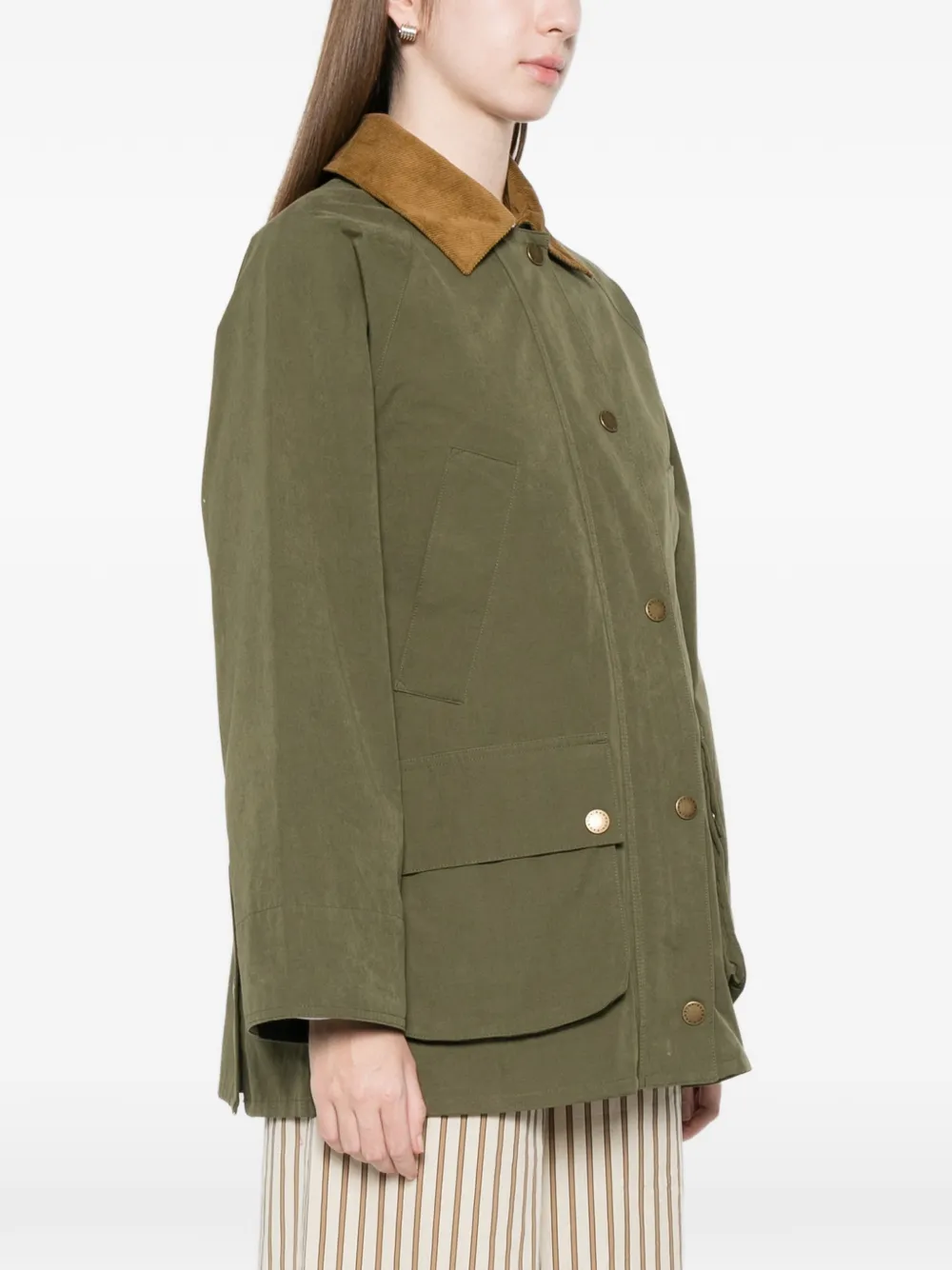 Barbour Glynis jas met ribfluwelen kraag en zak Groen