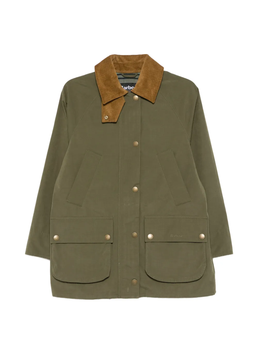 Barbour Glynis corduroy-collar front-pocket coat - Verde