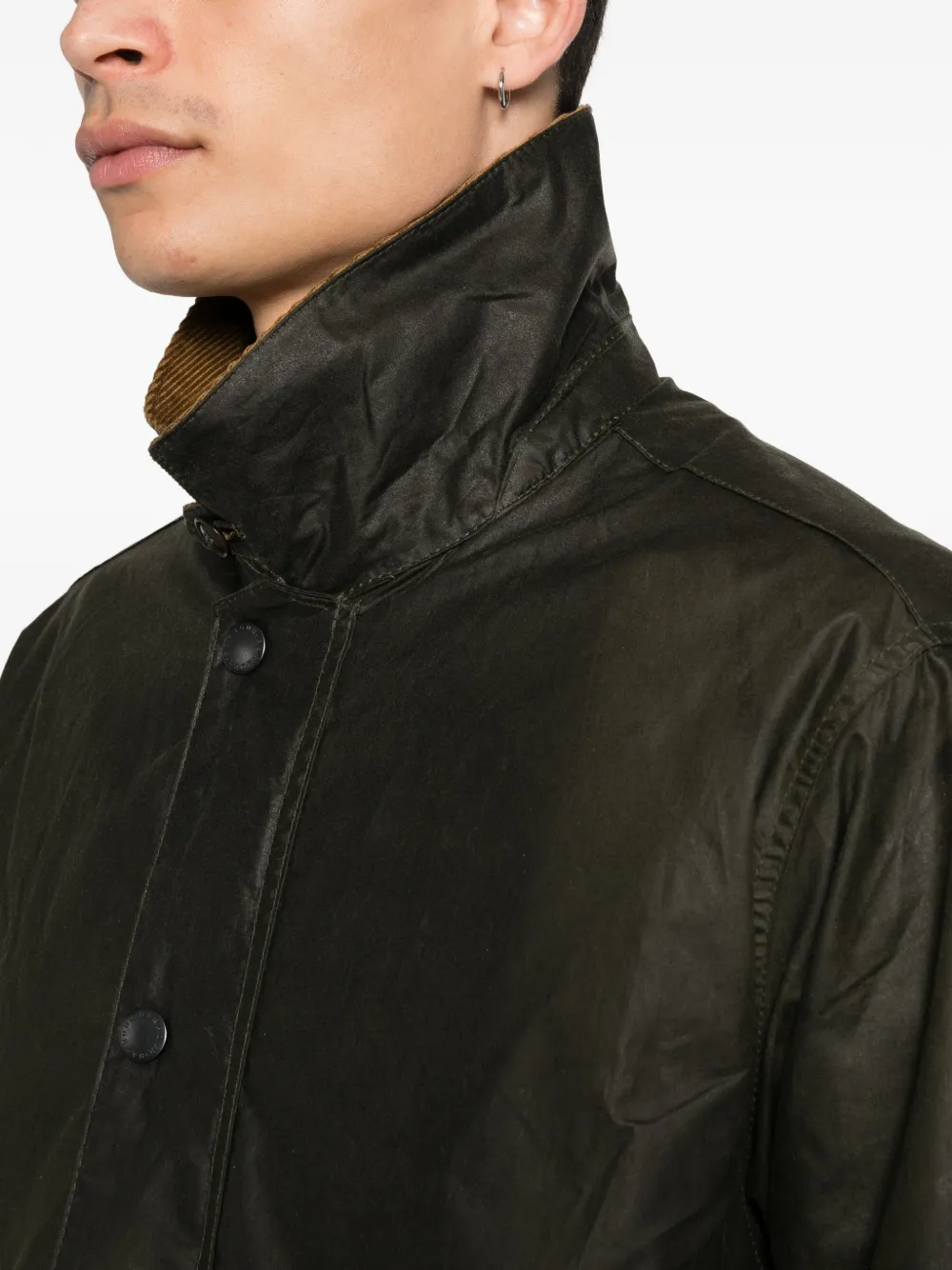 Barbour Jack met ribfluwelen kraag en ritssluiting Groen