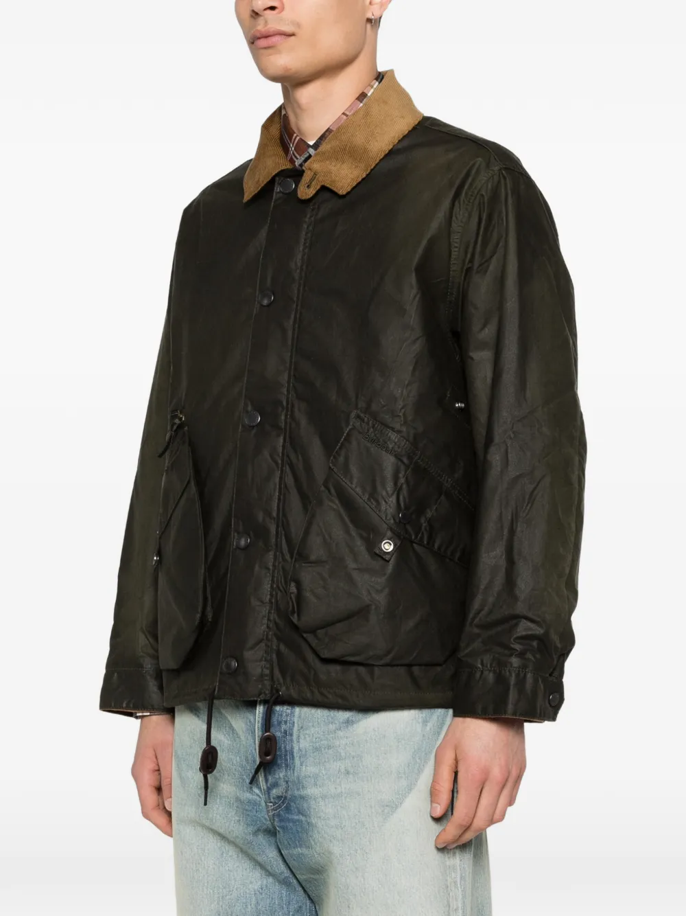 Barbour Jack met ribfluwelen kraag en ritssluiting Groen