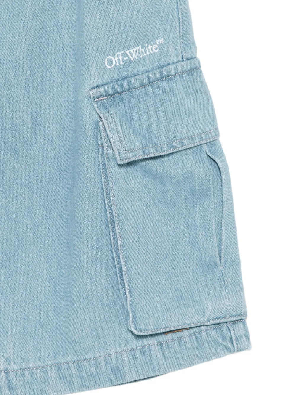 Off-White Kids Cargo spijkershorts Blauw