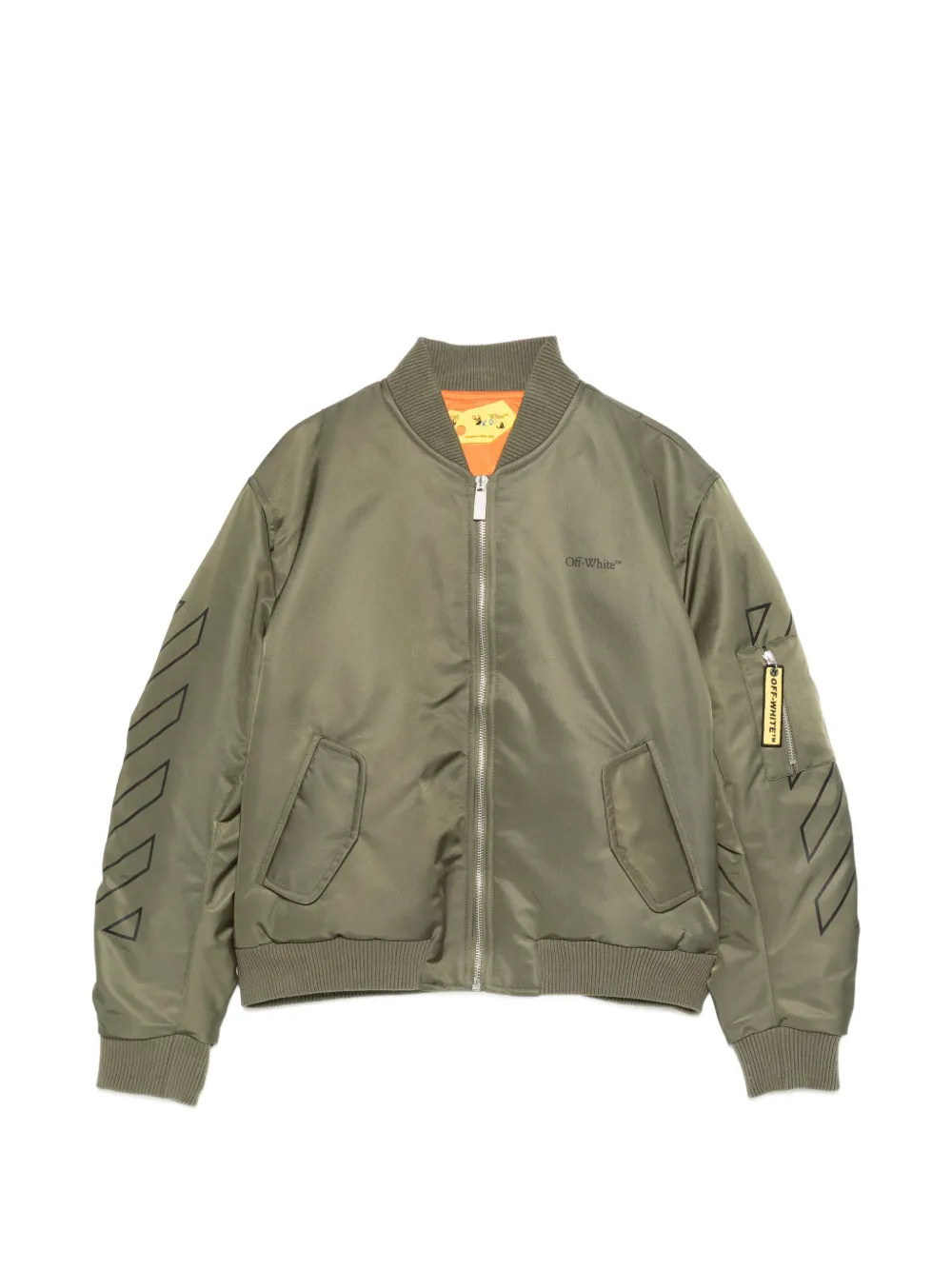 Off-White Kids zip-up bomber jacket - Verde