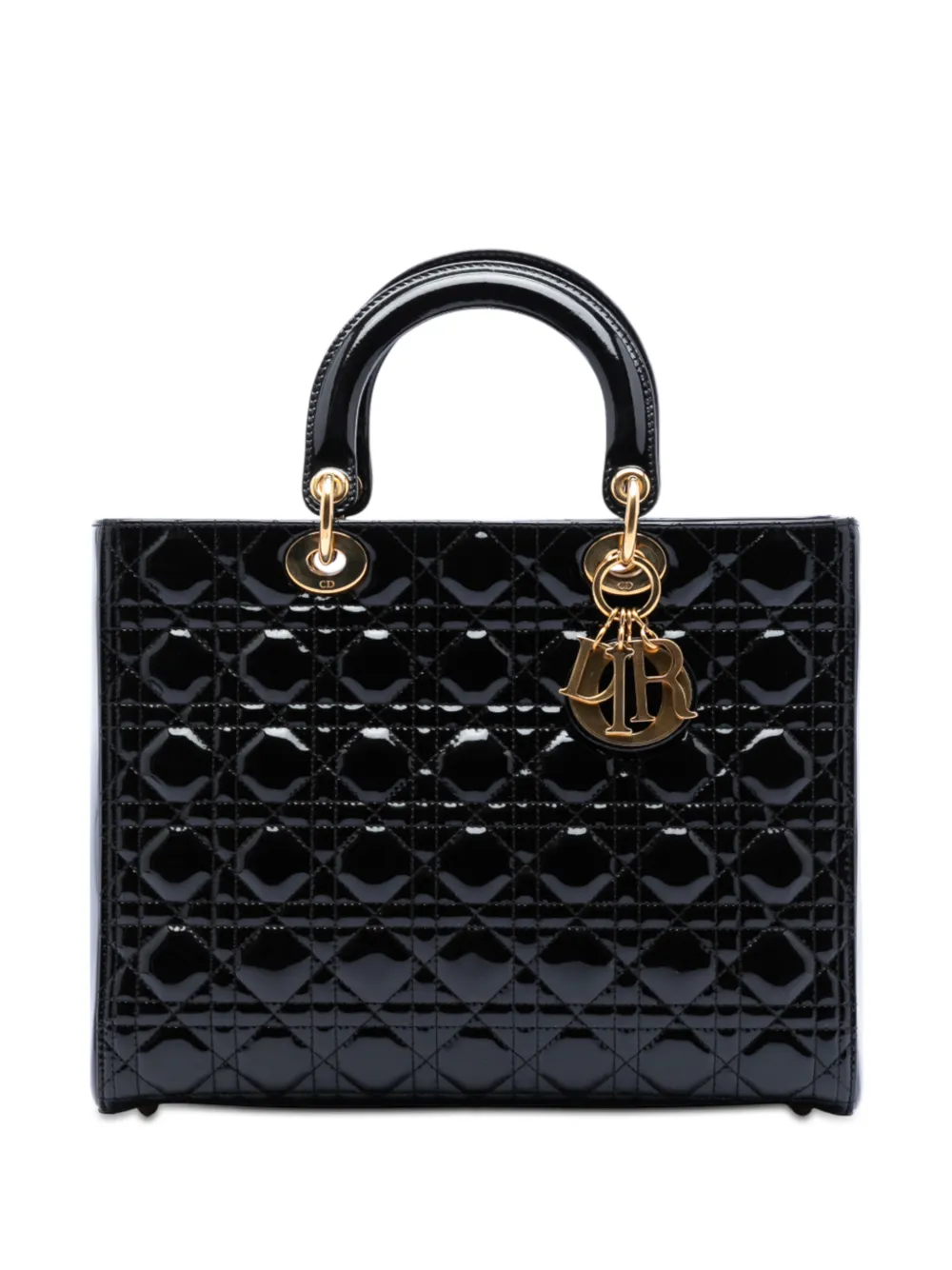 Christian Dior Pre-Owned 2011 Large Patent Cannage Lady Dior satchel - Nero