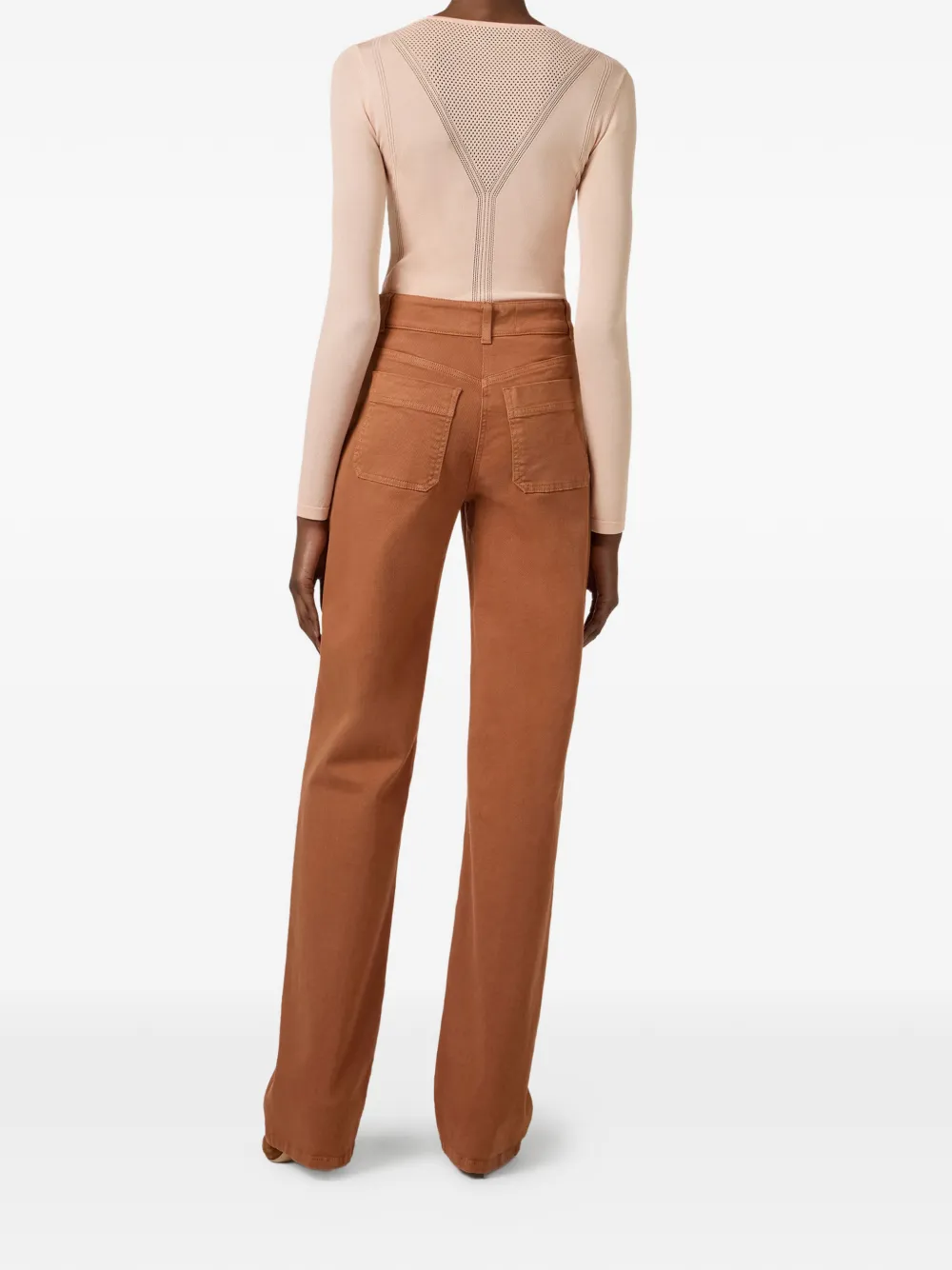 Elisabetta Franchi Top van opengebreide stof Beige