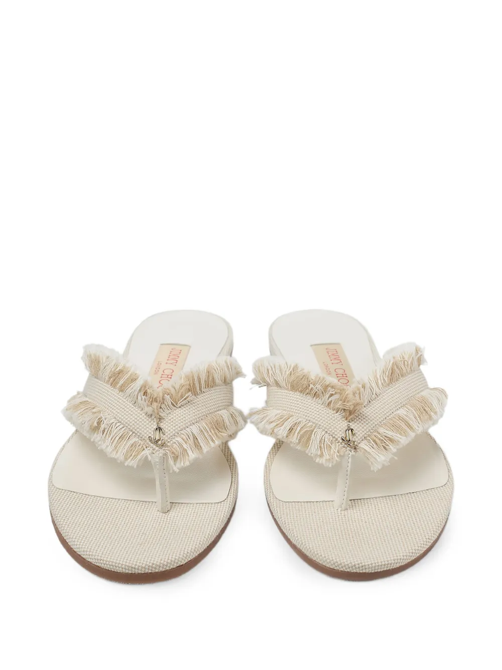 Jimmy Choo Bay Flat sandalen met franje Beige