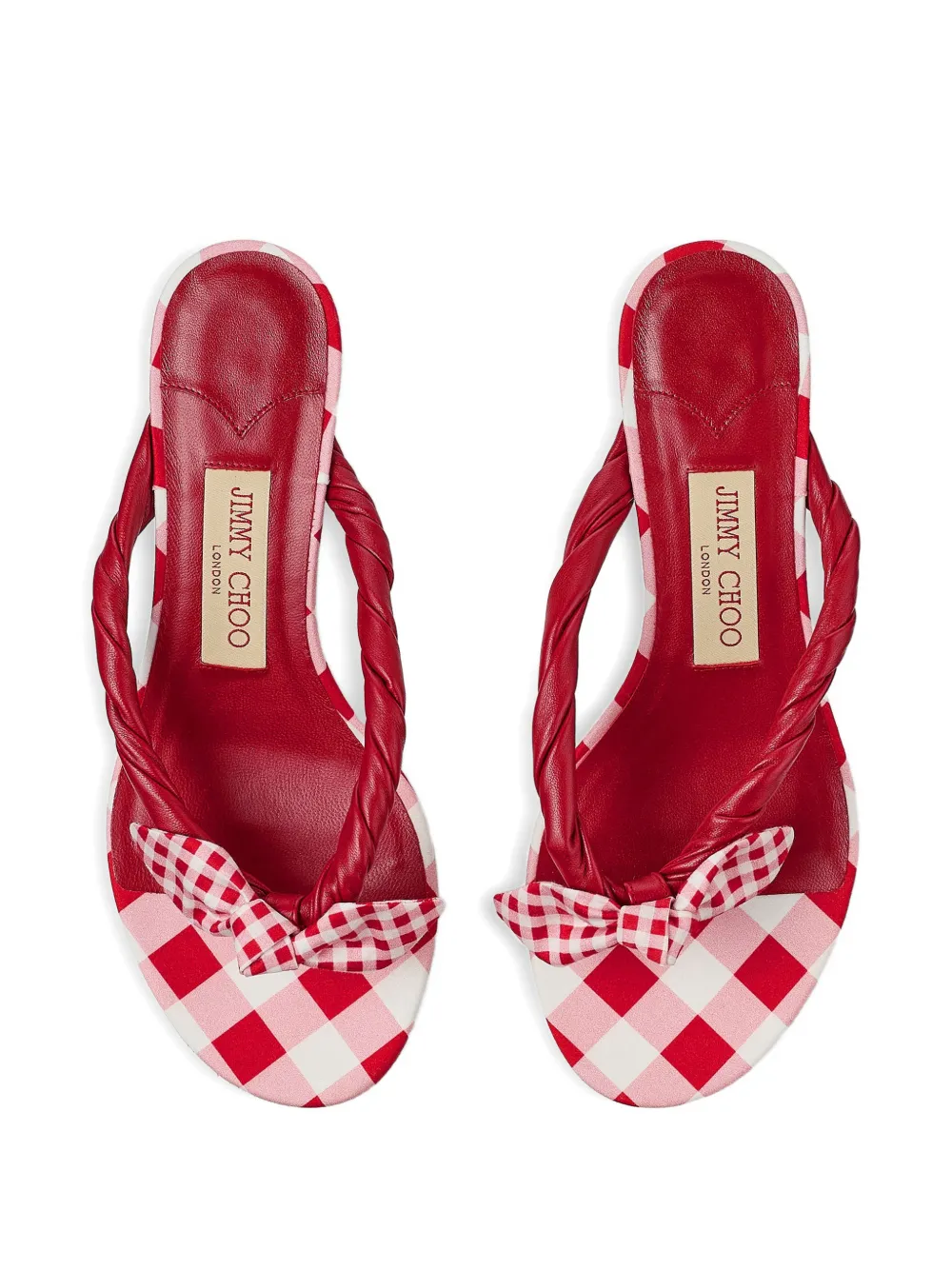 Jimmy Choo Gevlochten muiltjes met strik Rood