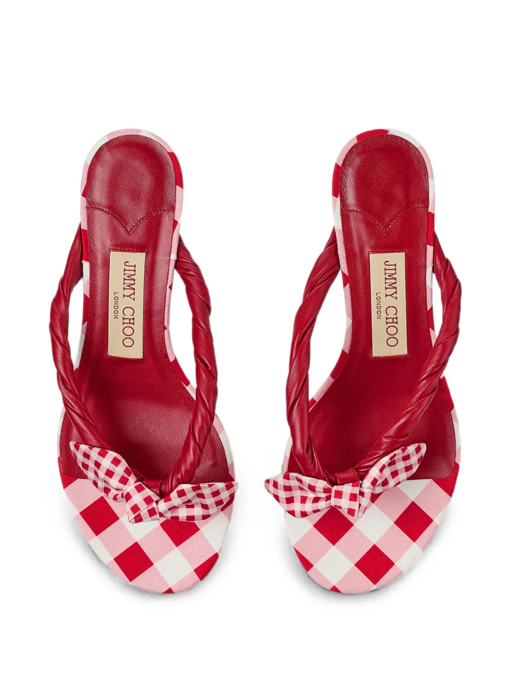 Jimmy Choo Liss 35 gevlochten muiltjes met strik Rood