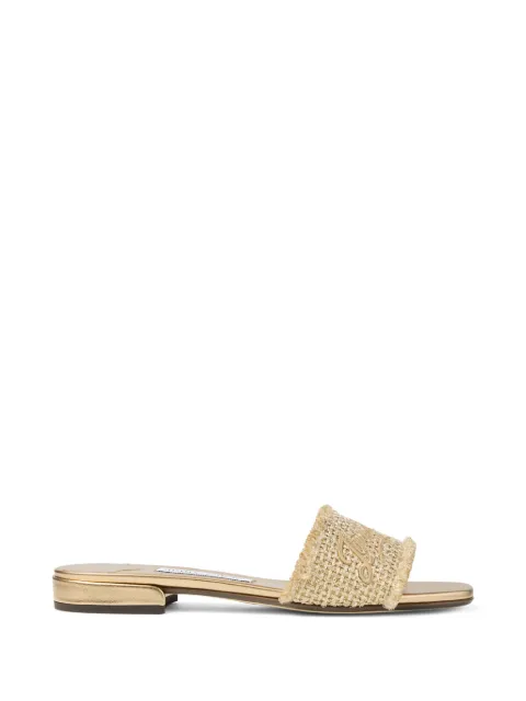 Jimmy Choo Sandália flat com logo e franjas
