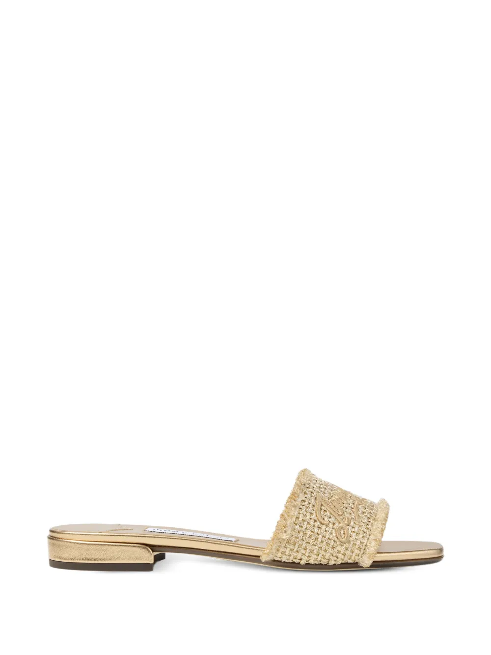 Jimmy Choo logo fringed flat sandals - Neutrals
