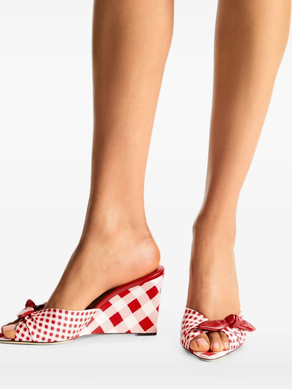 Jimmy Choo Livi Wedge 85 sandalen met gingham ruit Rood