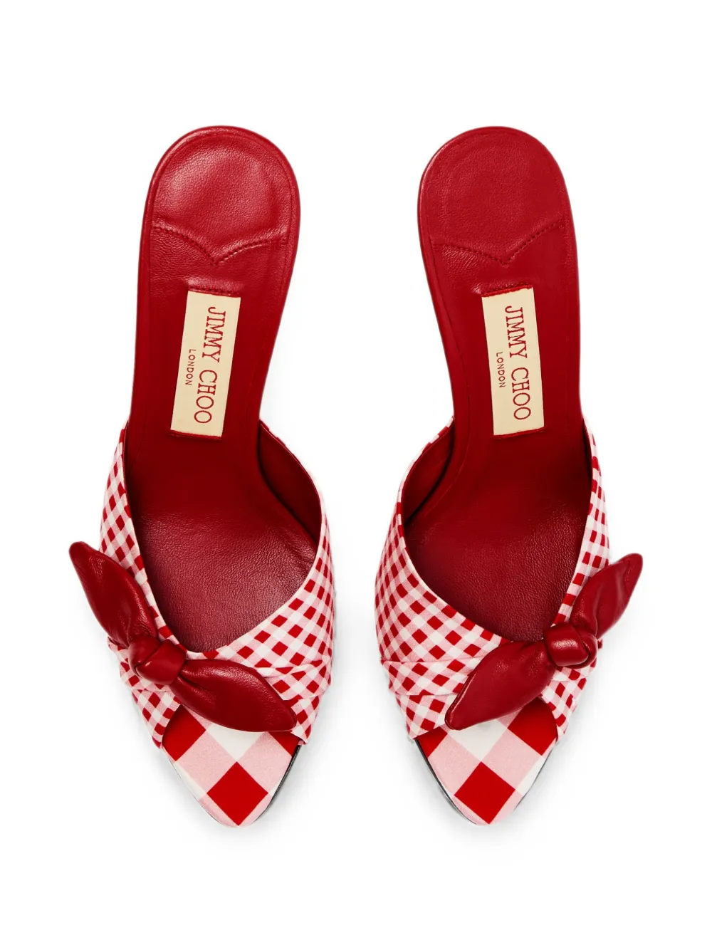 Jimmy Choo Livi Wedge 85 sandalen met gingham ruit Rood
