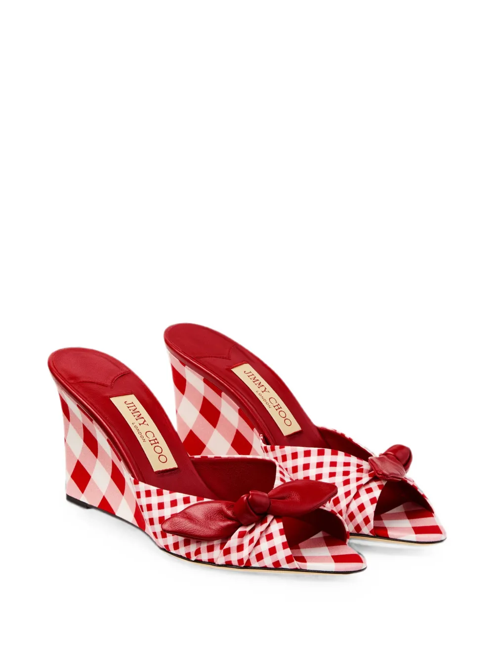 Jimmy Choo Livi Wedge 85 sandalen met gingham ruit Rood