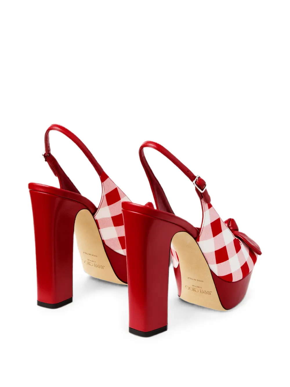 Jimmy Choo Ziva 120 geruite sandalen met strik Rood