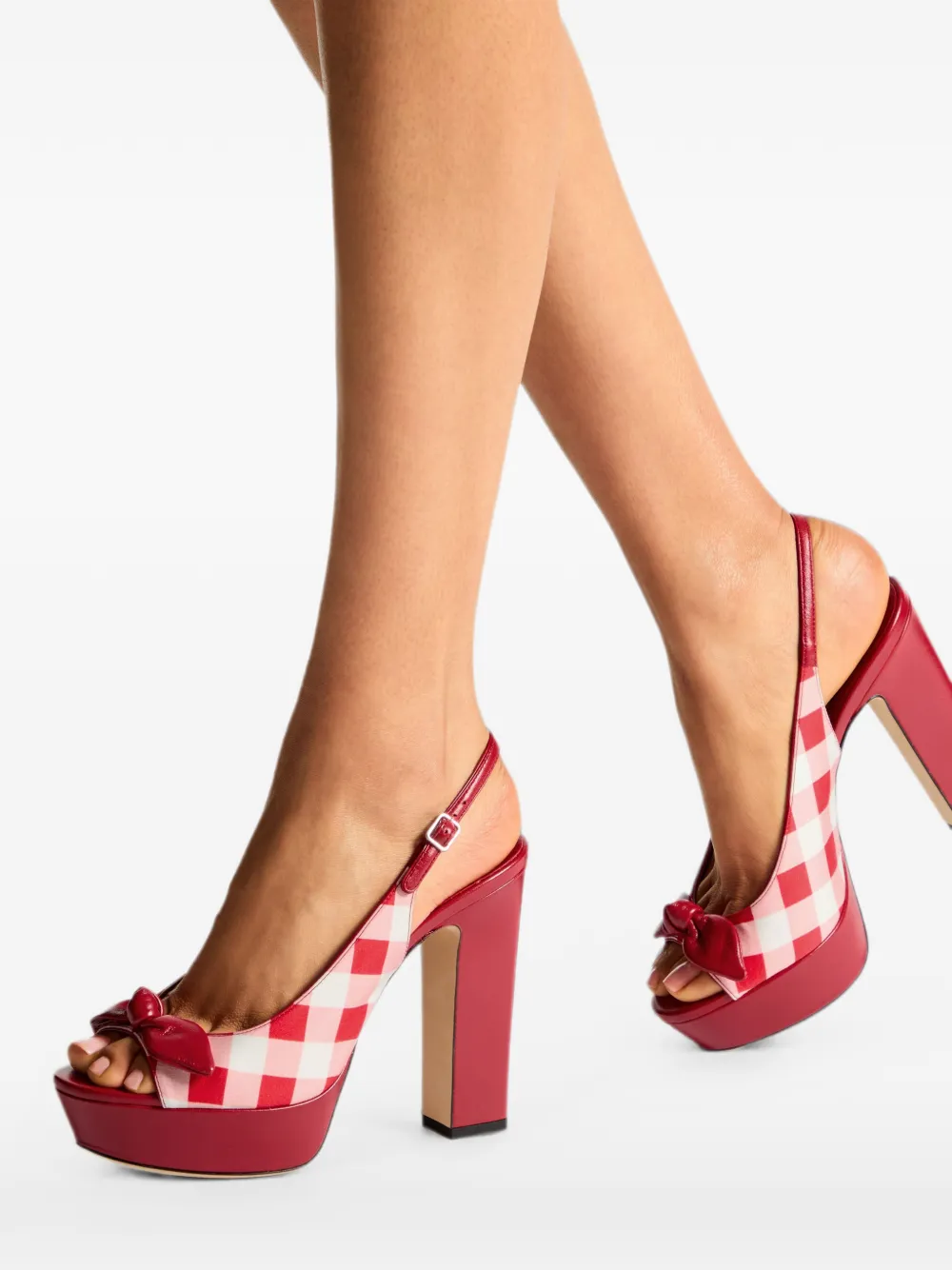 Jimmy Choo Ziva 120 geruite sandalen met strik Rood