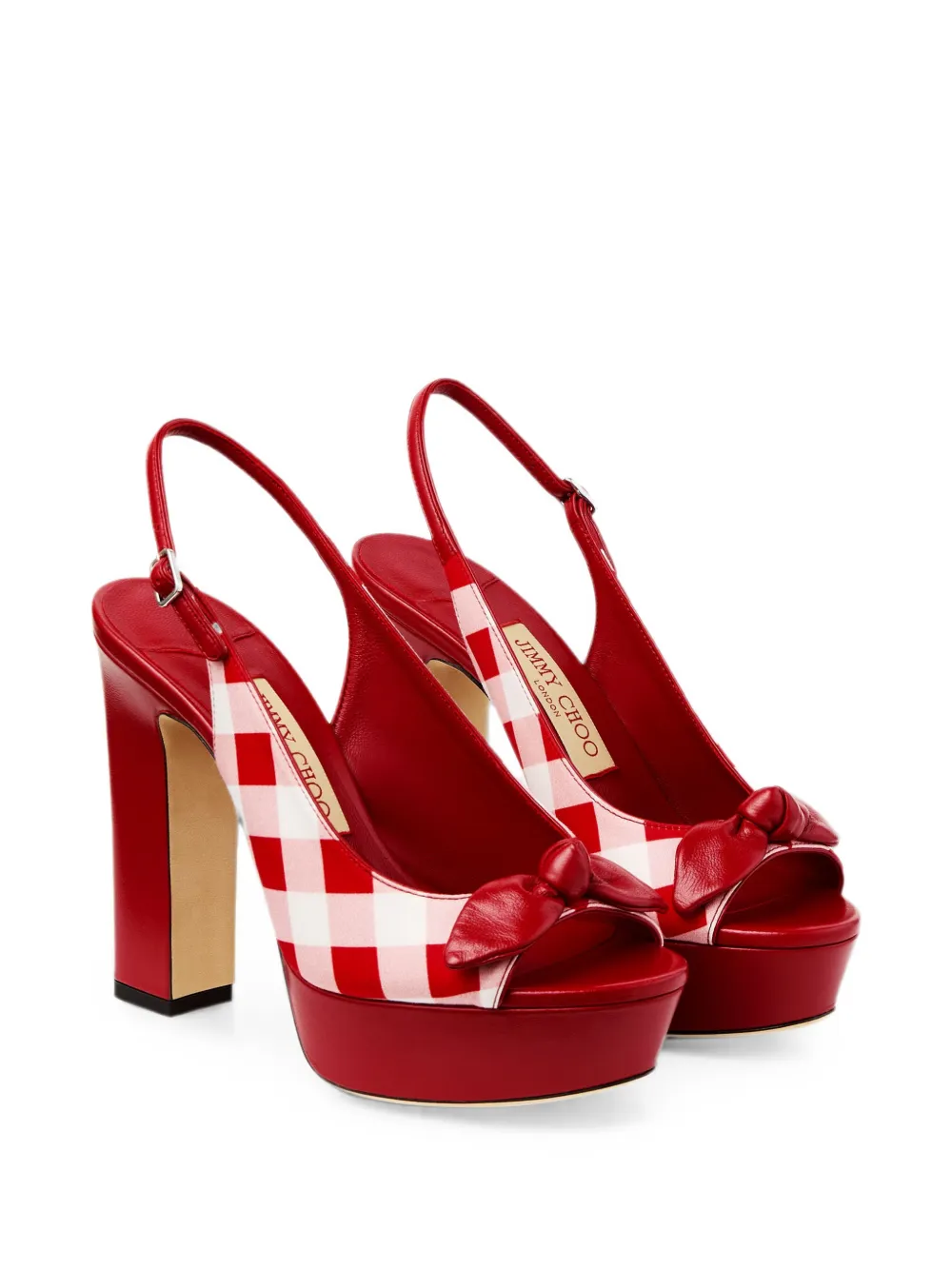 Jimmy Choo Ziva 120 geruite sandalen met strik Rood