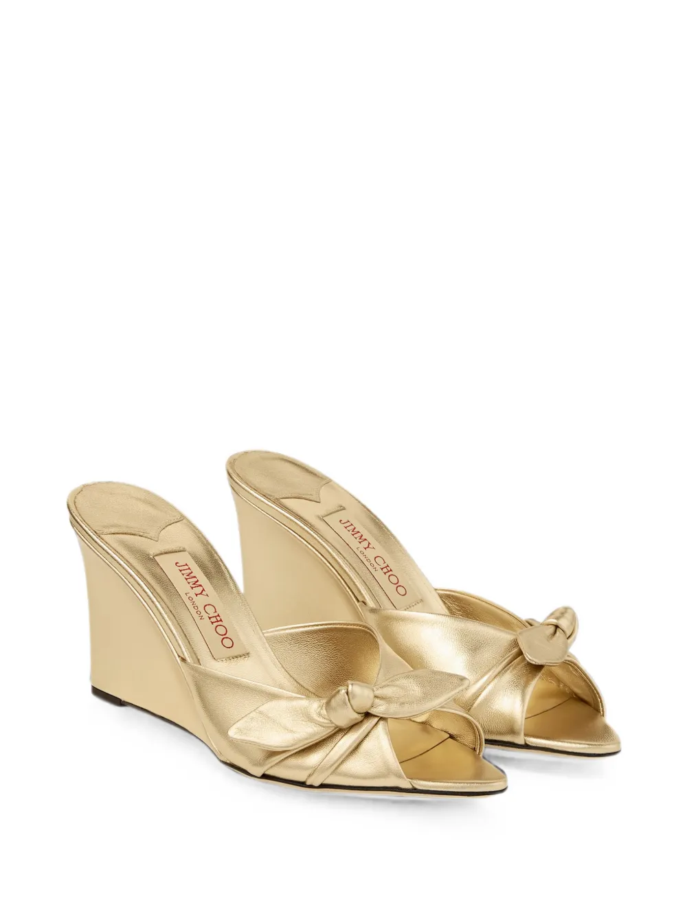 Jimmy Choo Livi Wedge 85 sandalen met strik Goud