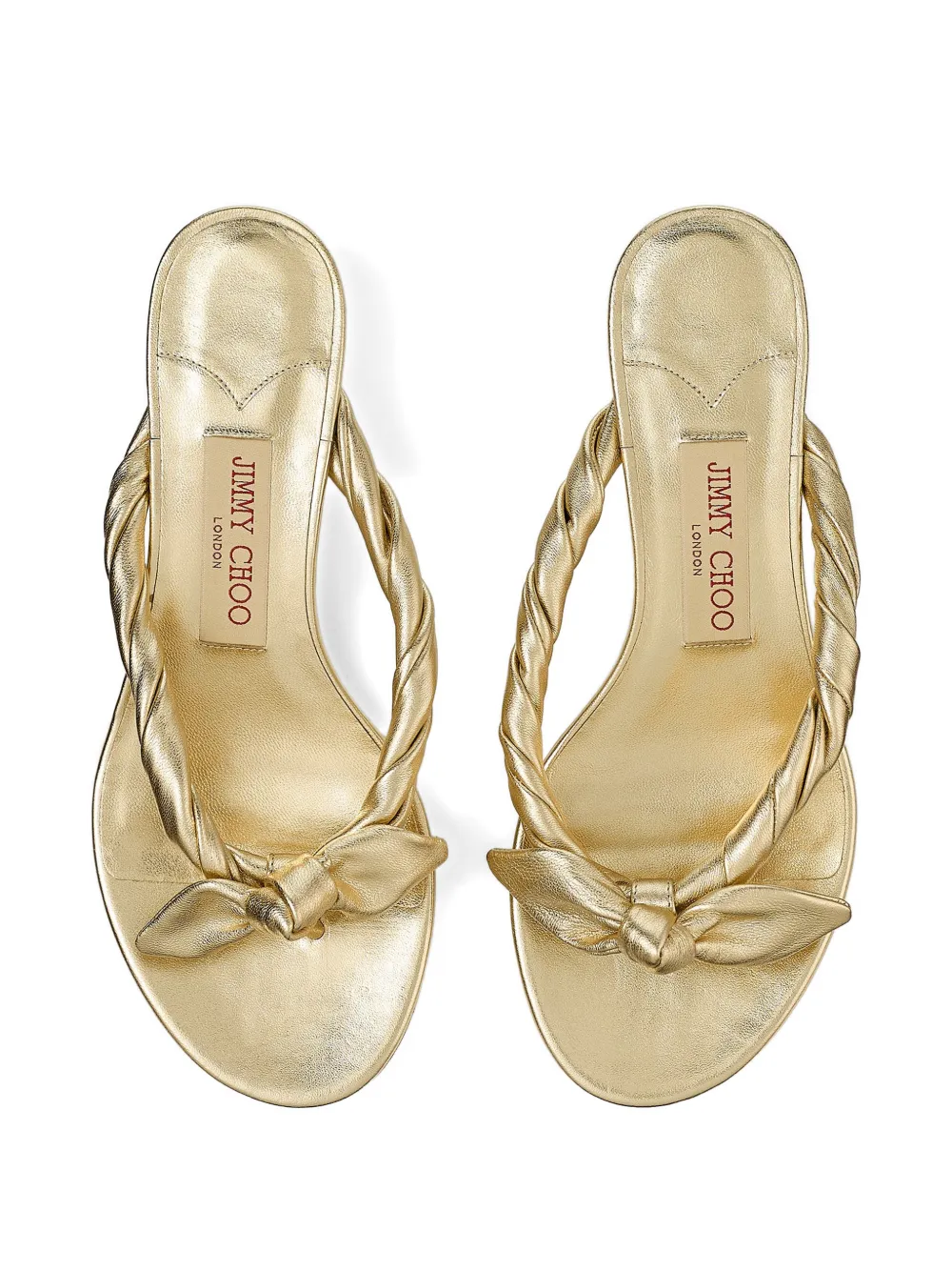 Jimmy Choo Muiltjes met gedraaide strik Goud