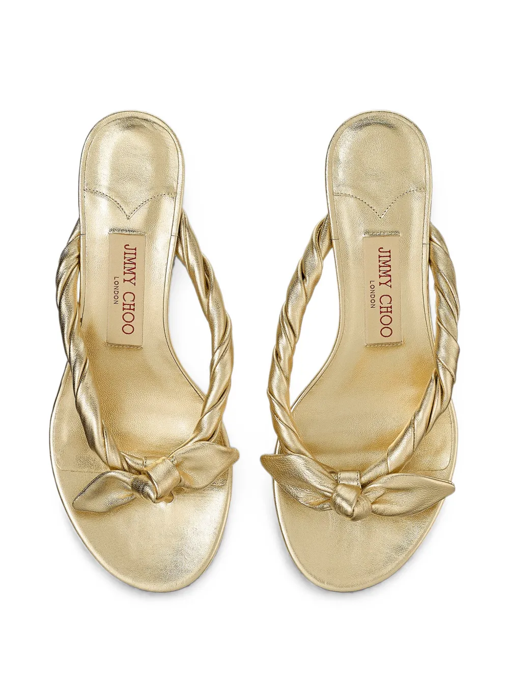 Jimmy Choo Liss 35 muiltjes met gedraaide strik Goud