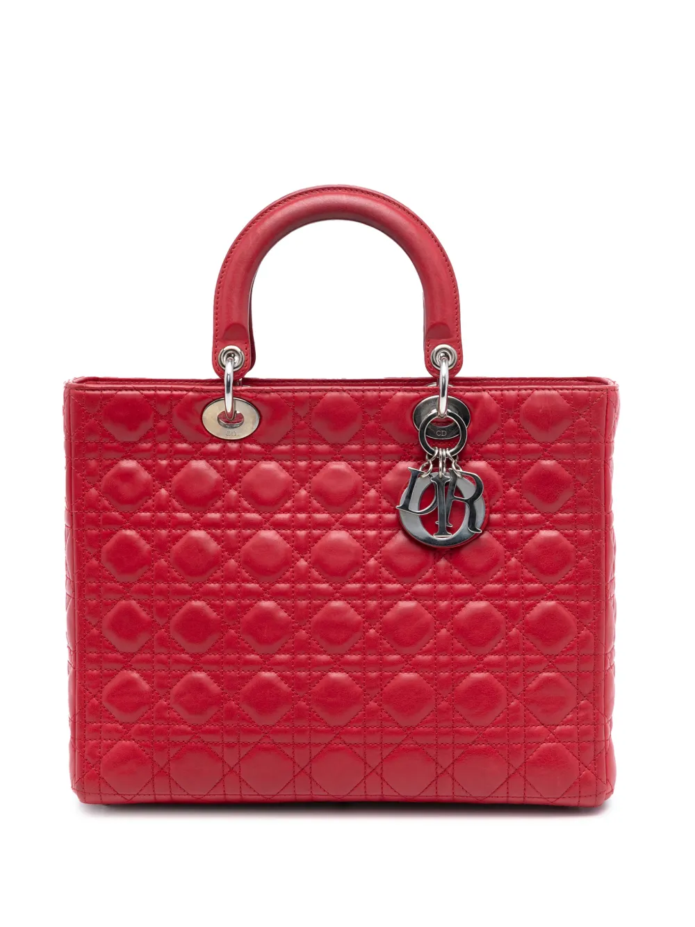 Christian Dior Pre-Owned 2011 Large Lambskin Cannage Lady Dior satchel - Rosso