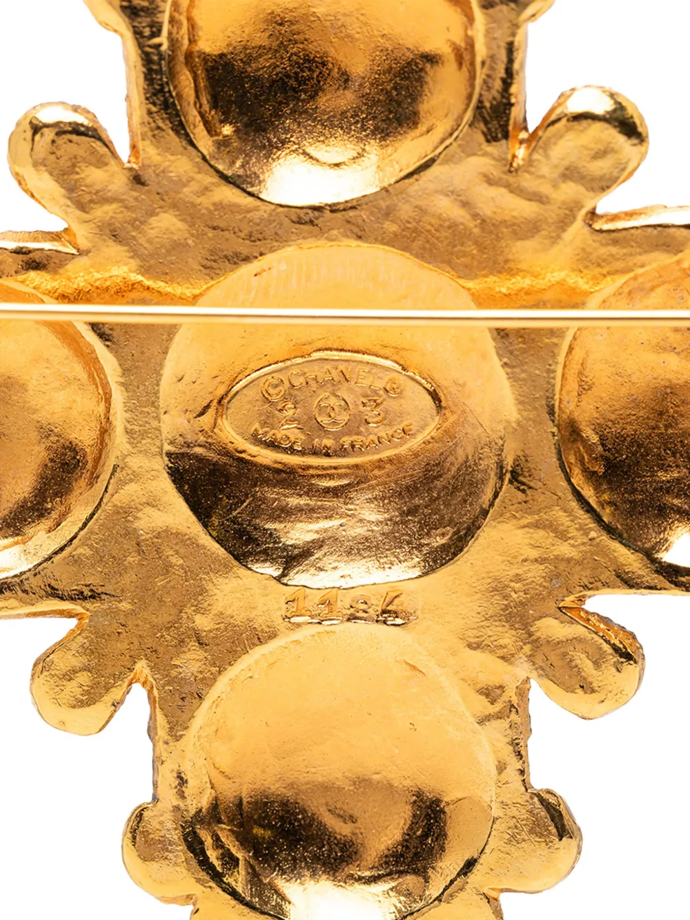 1980-1990 Gold Plated Lion Logo Cross Brooch Costume Brooch