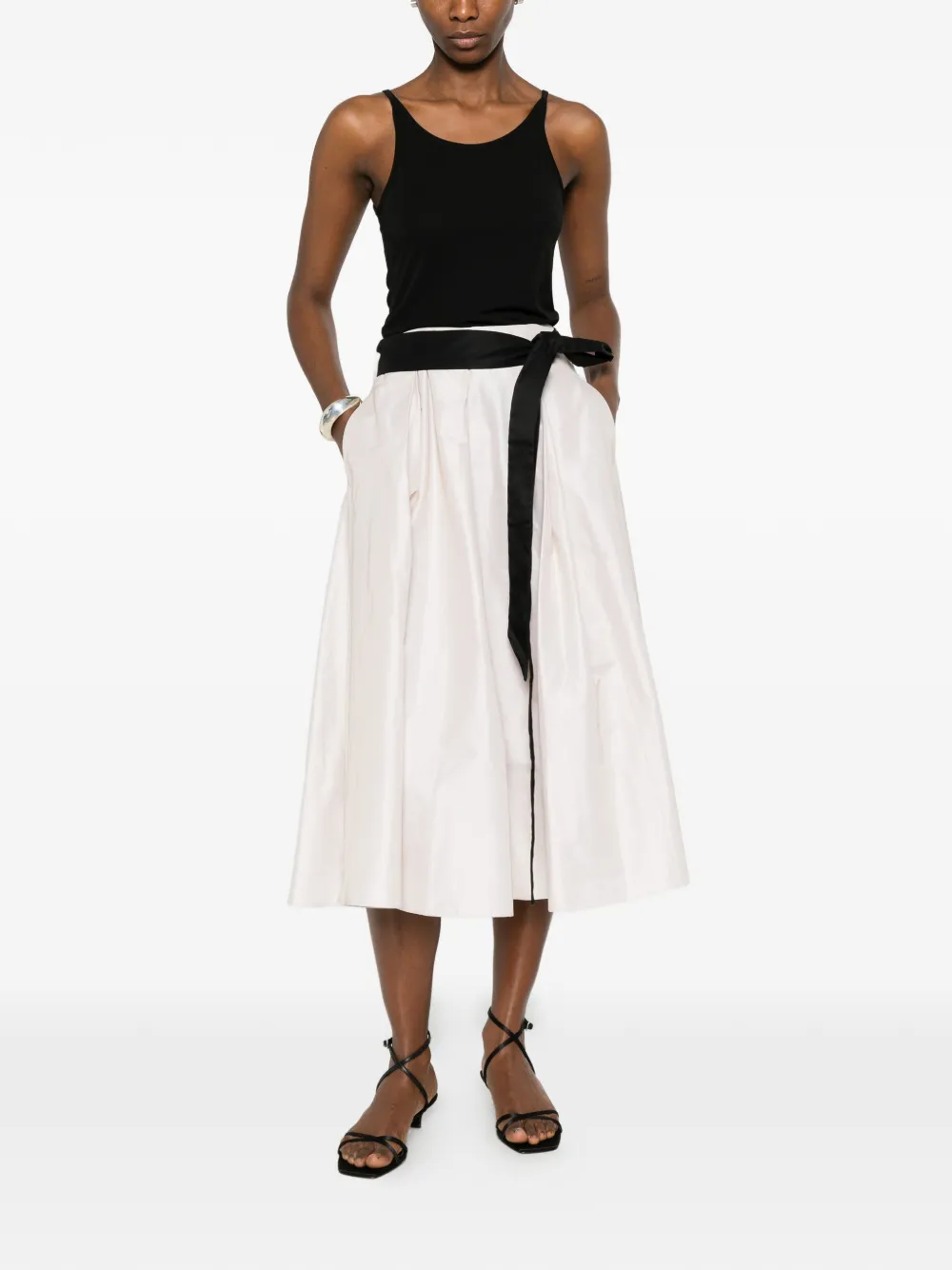 's Max Mara Belted Pleated Midi Skirt - Neutrals 