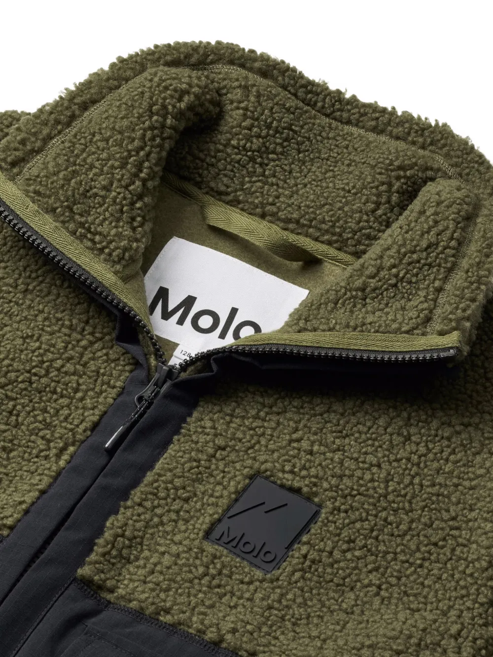 Molo Bomberjack met fleece textuur en vlakken Groen