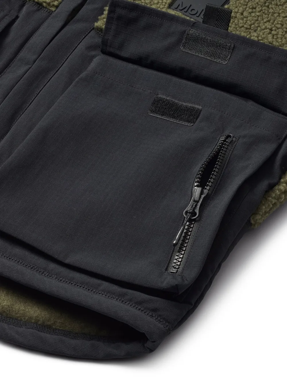 Molo Bomberjack met fleece textuur en vlakken Groen