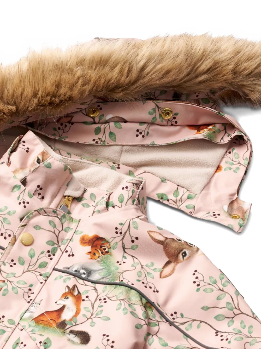 Molo Sneeuwpak met dierenprint en afwerking van imitatiebont Roze