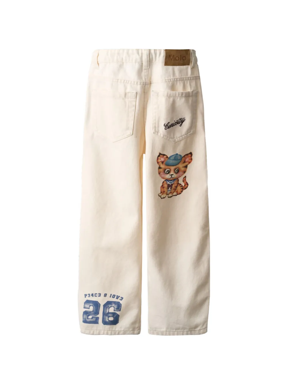 Molo Jeans met wijde pijpen en print Beige