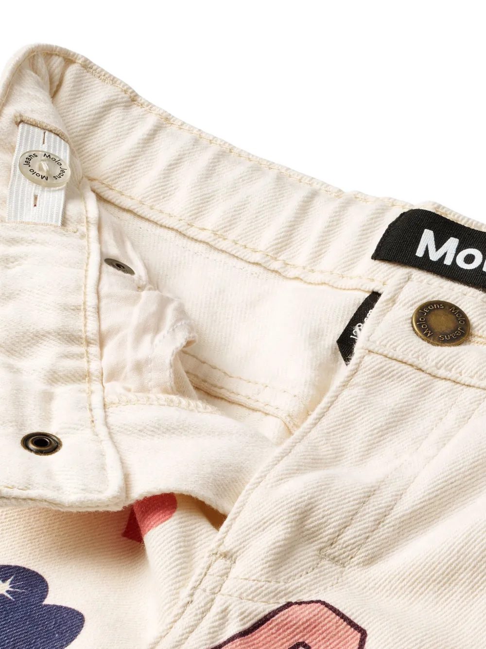 Molo Jeans met wijde pijpen en print Beige