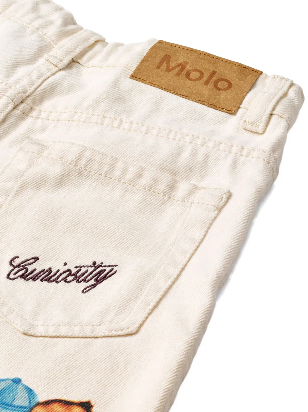 Molo Jeans met wijde pijpen en print Beige
