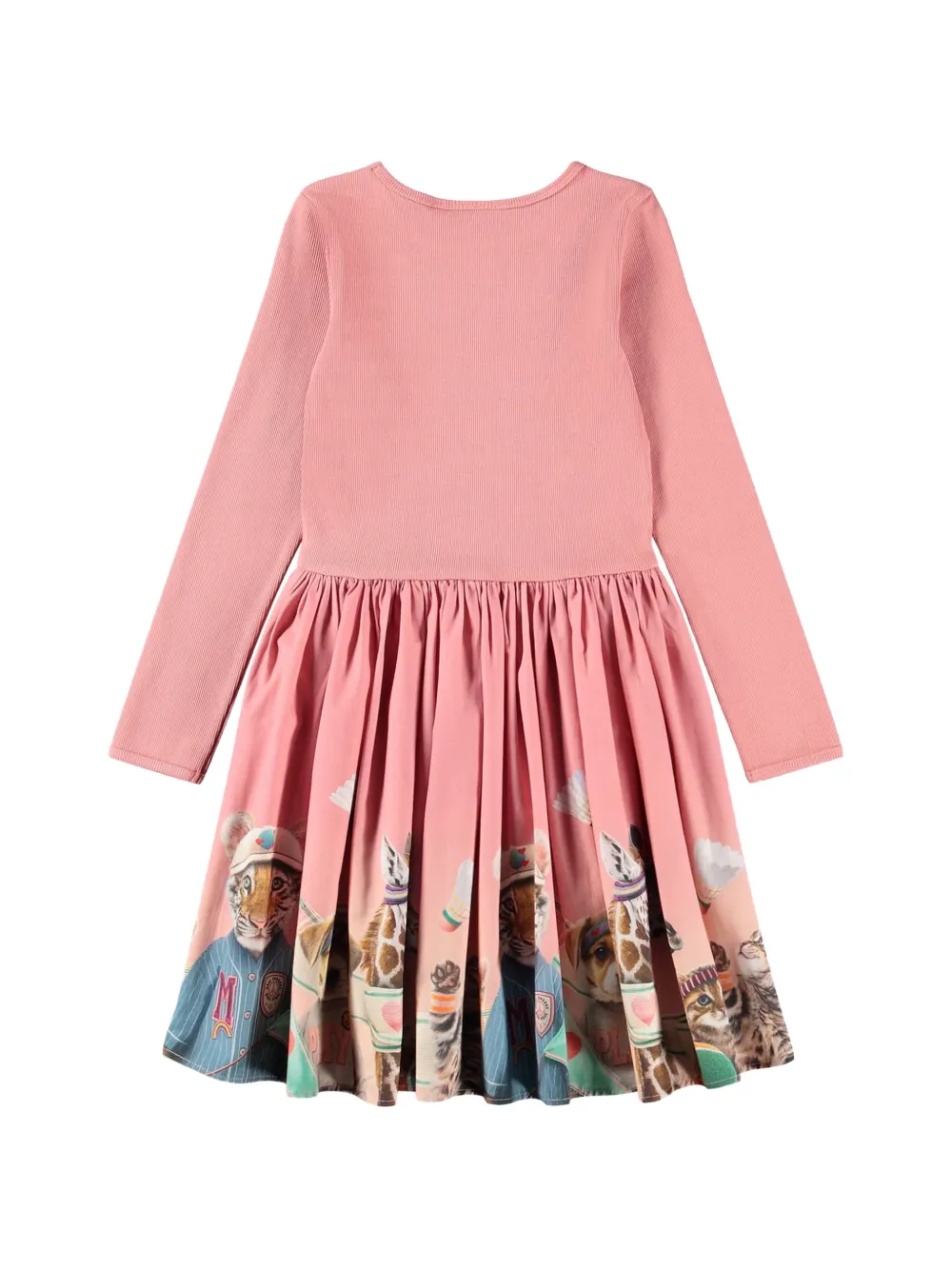 Molo Ribgebreide jurk met dierenprint Roze