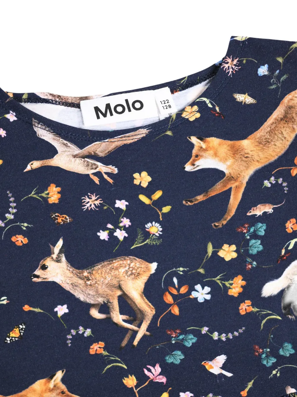 Molo Jurk met dierenprint en ruches Blauw