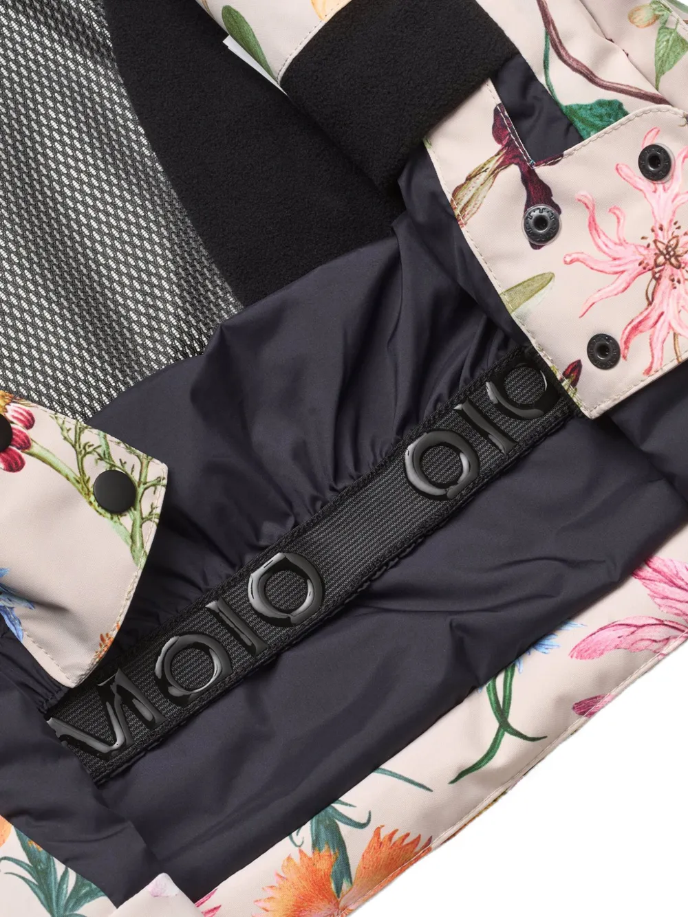 Molo Ski-jack met bloemenprint en capuchon Beige