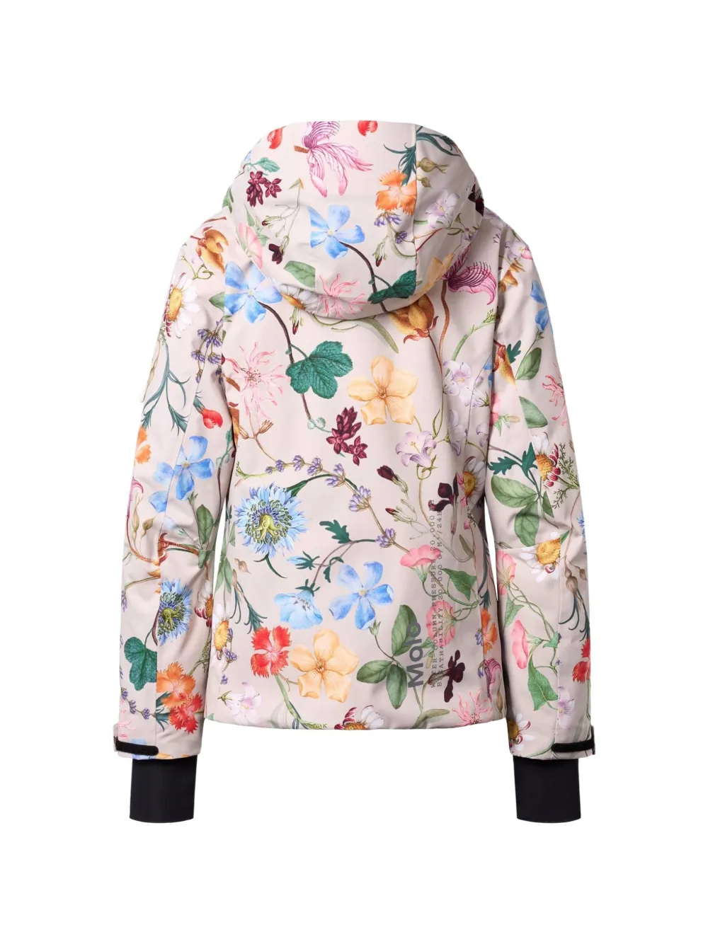Molo Ski-jack met bloemenprint en capuchon Beige