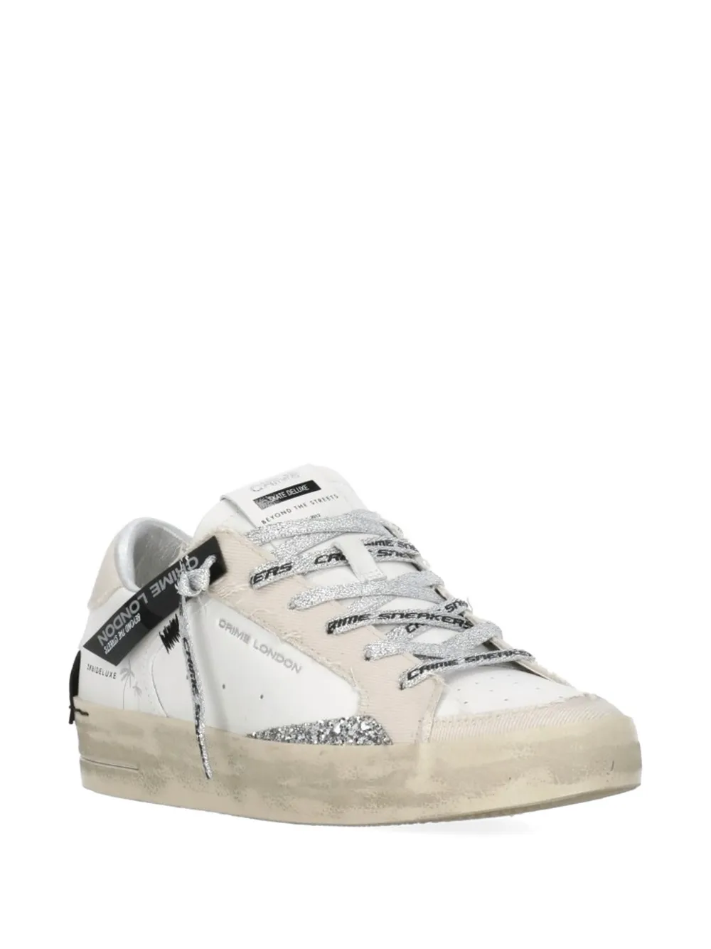 Crime London Sk8 Deluxe sneakers met glitters Wit