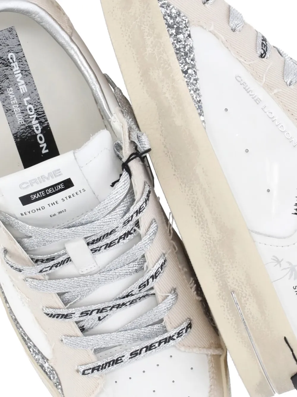Crime London Sk8 Deluxe sneakers met glitters Wit