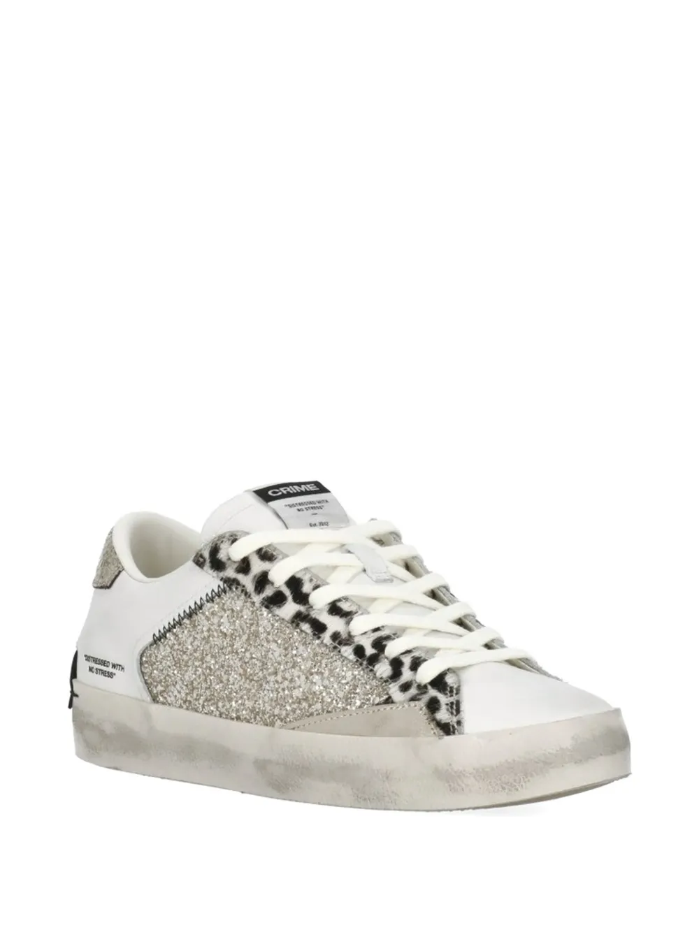 Crime London Sneakers met dierenprint en glitter Wit
