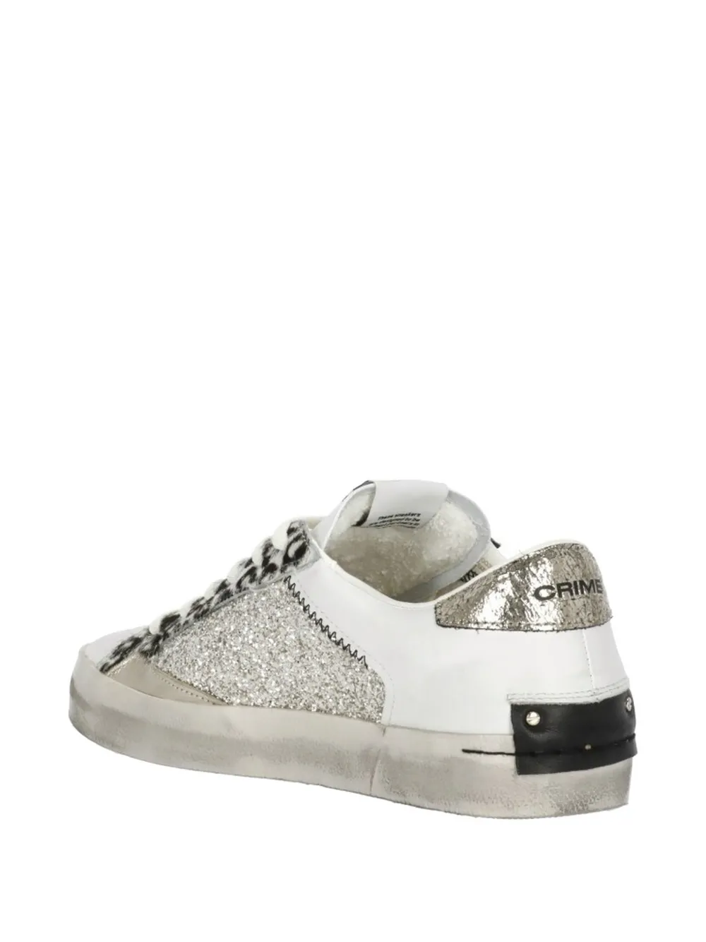 Crime London Sneakers met dierenprint en glitter Wit