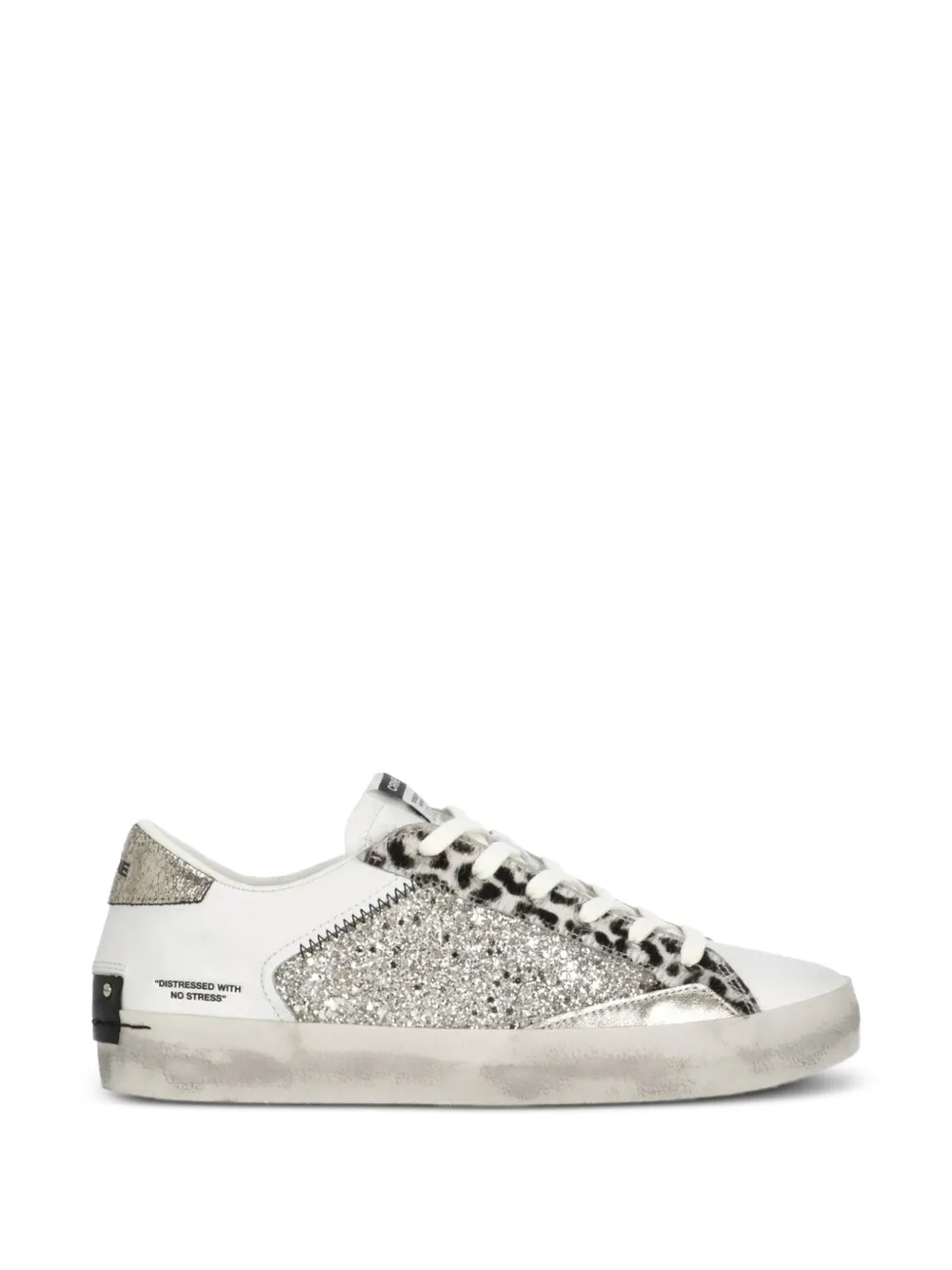 Crime London Sneakers met dierenprint en glitter Wit