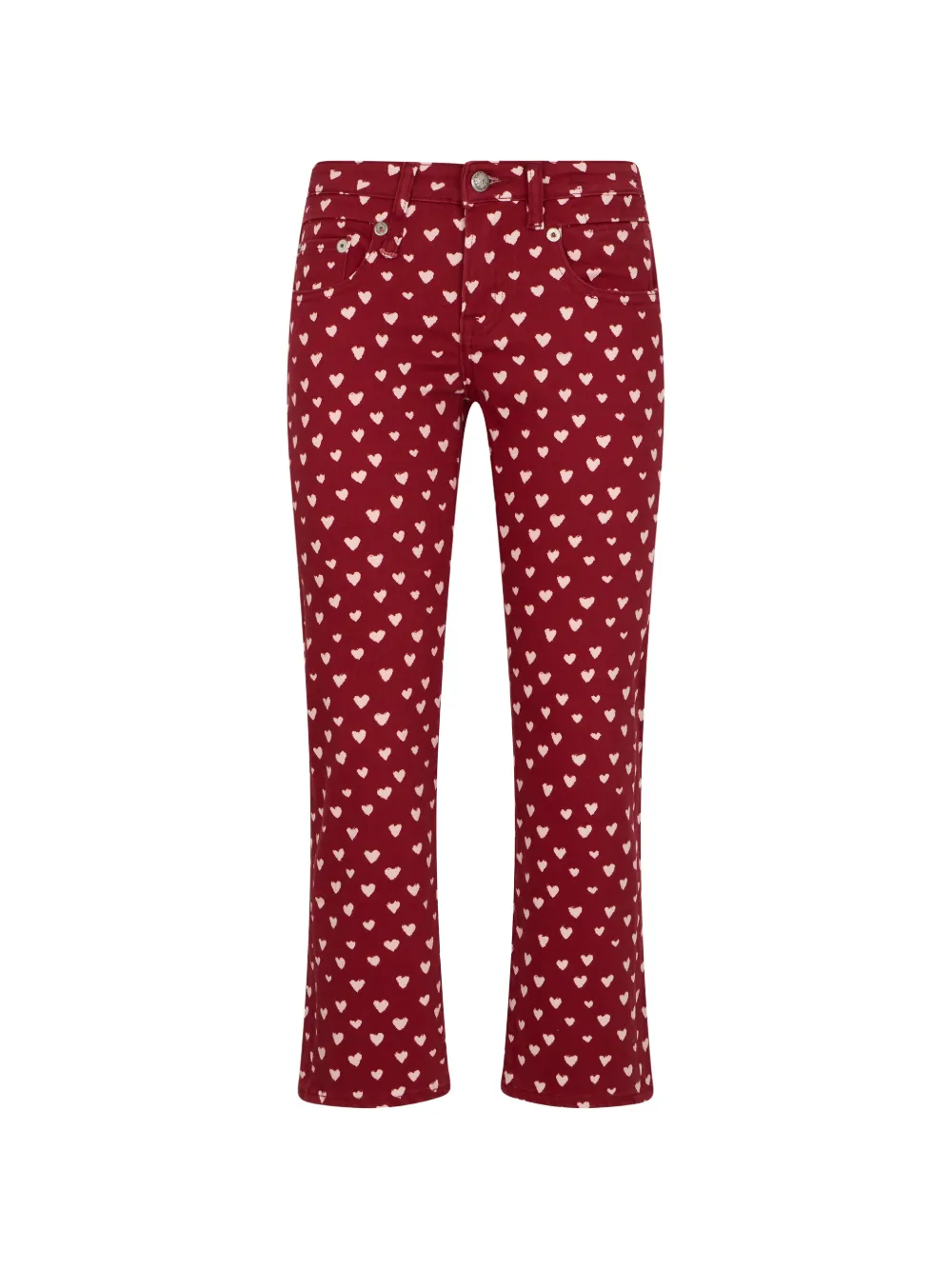 R13 heart-print cropped trousers - Rosso