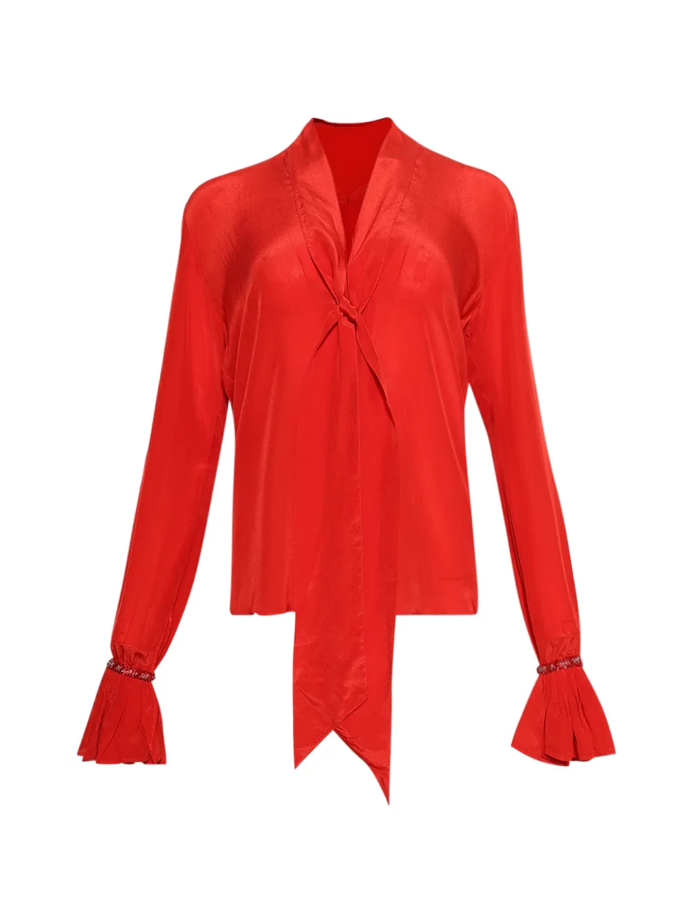 GRACE FAENA Grace Faena ruffled necktie blouse - Red