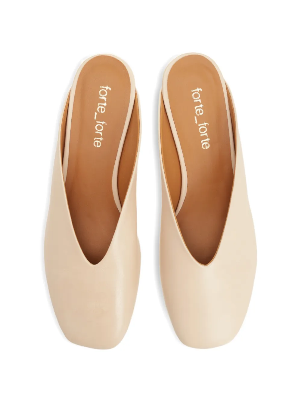 Forte Muiltjes met vierkante neus Beige