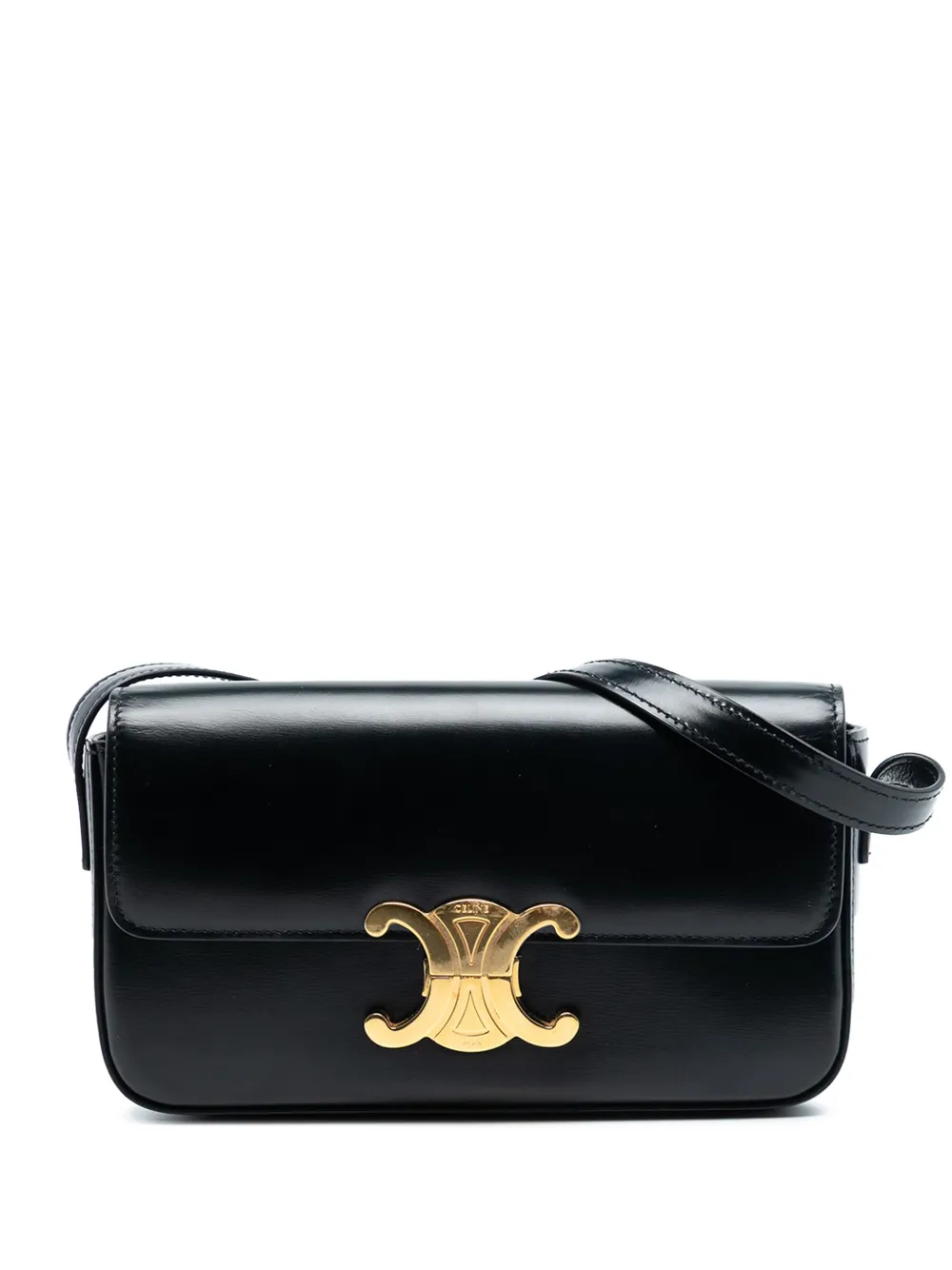 Celine Pre-Owned 2021 Shiny Calfskin Triomphe Claude shoulder bag - Nero